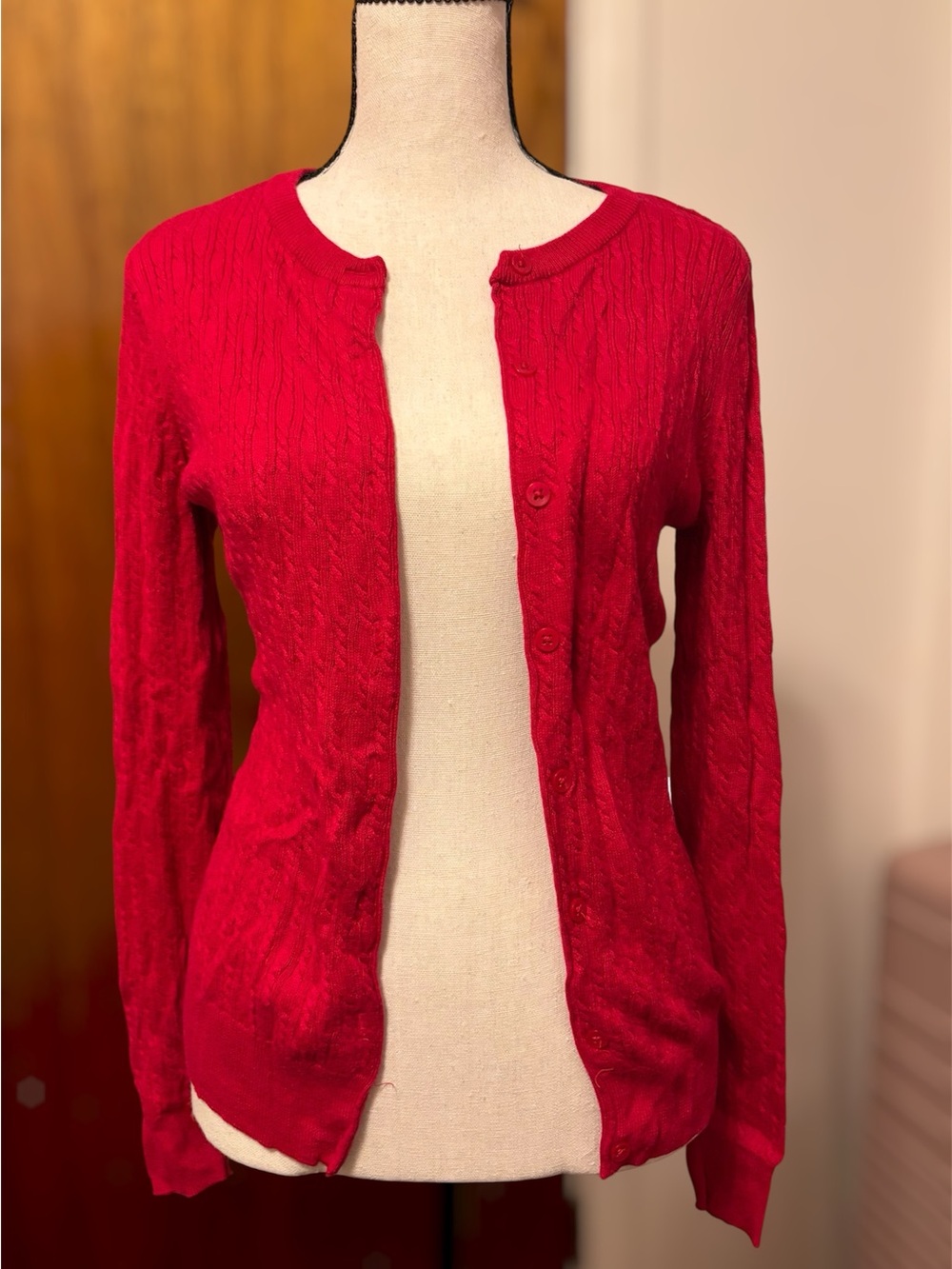 Liz Claiborne Vibrant Pink Button-Up Cardigan